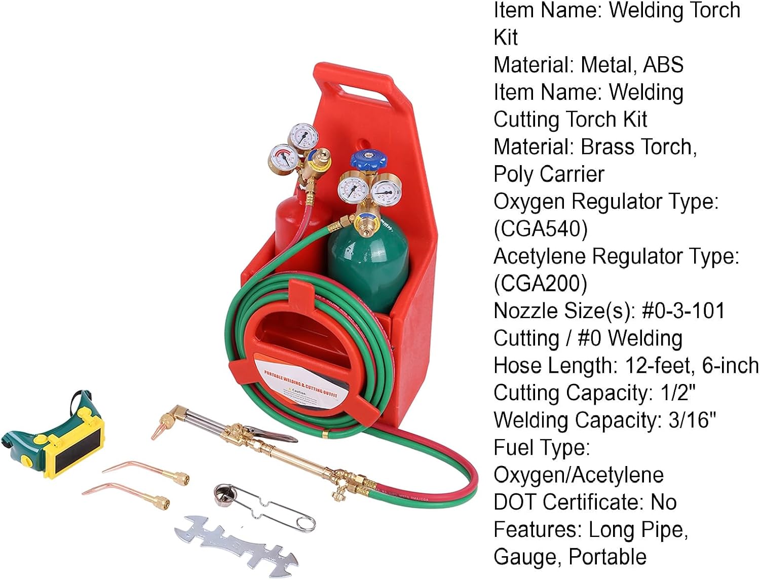 Professional Oxy Acetylene Torch Kit | Portable Oxygen Acetylene Torch Kit, Welding Brazing Cutting Kit with Gas Tank, Pressure Gauge, for Iron or Steel Welding, Braze-Welding etc. Red