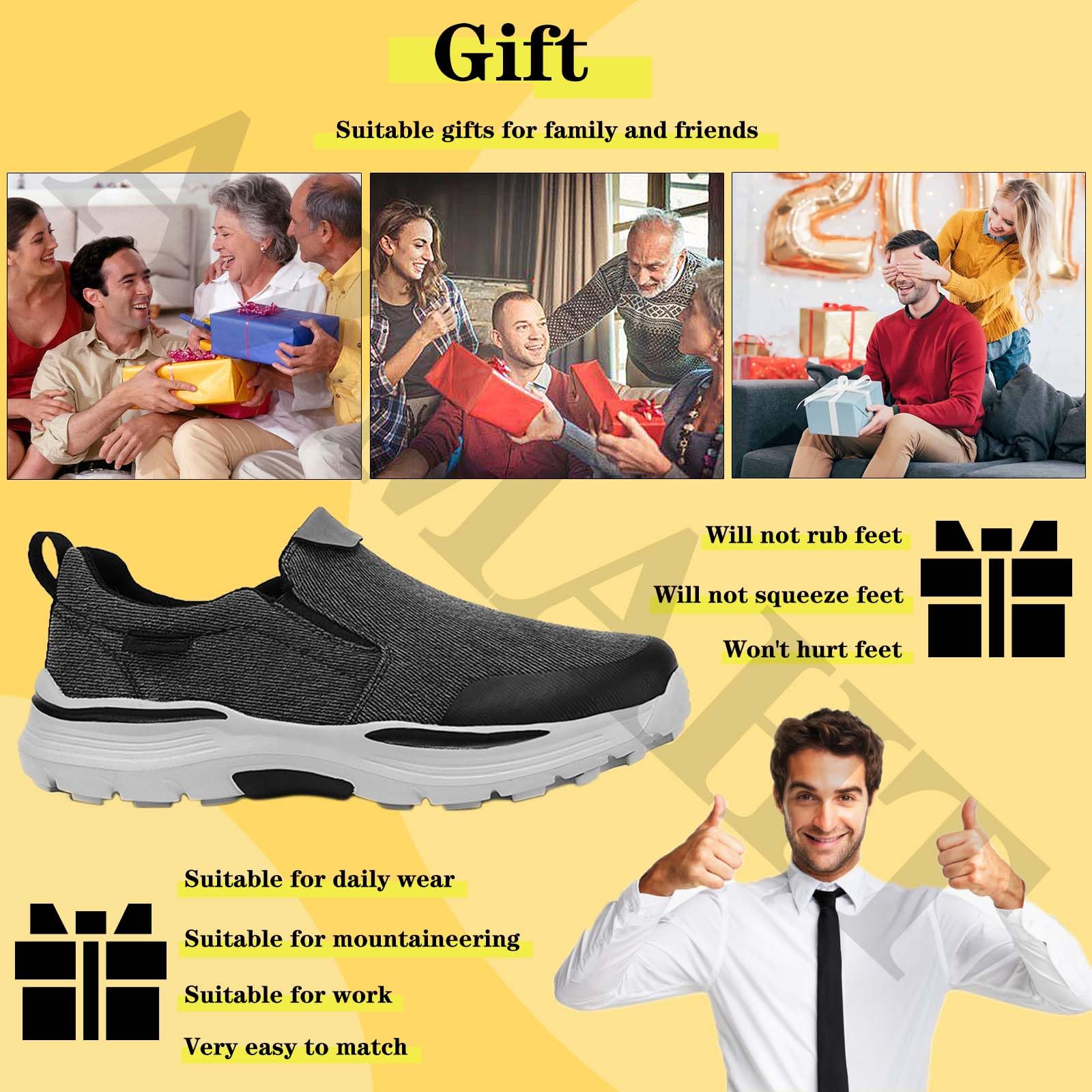 Scarpe per Diabetici Uomo Estive Scarpe Sportive Ortopediche Traspiranti Pantofole da Casa Leggero Antiscivolo Scarpe da Passeggio Senza Lacci,Cachi,45/275mm