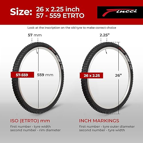 Miniatura 2 de Fincci Par de neumáticos plegables de bicicleta de montaña de 26 x 2.25 pulgadas 57-559 para bicicleta de carretera MTB Offroad  26 x 2.25 pulgadas,