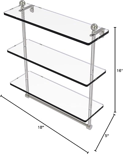 Miniatura 9 de Allied Brass MA-516TB Mambo Collection - Estante de cristal integrado de triple nivel de 16 pulgadas, latón pulido