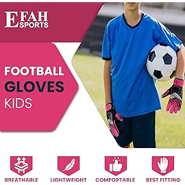 EFAH SPORTS Soccer Goalkeeper Gloves for Kids Boys Children Youth Football Goalie Gloves with Super Grip Protection Palms (Size 8 Suitable for Size M-L Adult, Pink)