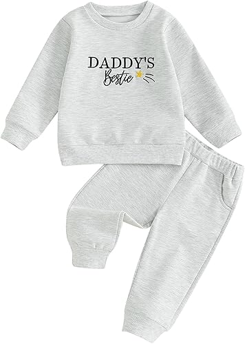 Daddys - Conjunto de ropa para bebé niña pequeña, sudadera de manga larga, pantalones deportivos y pantalones deportivos para otoño e invierno