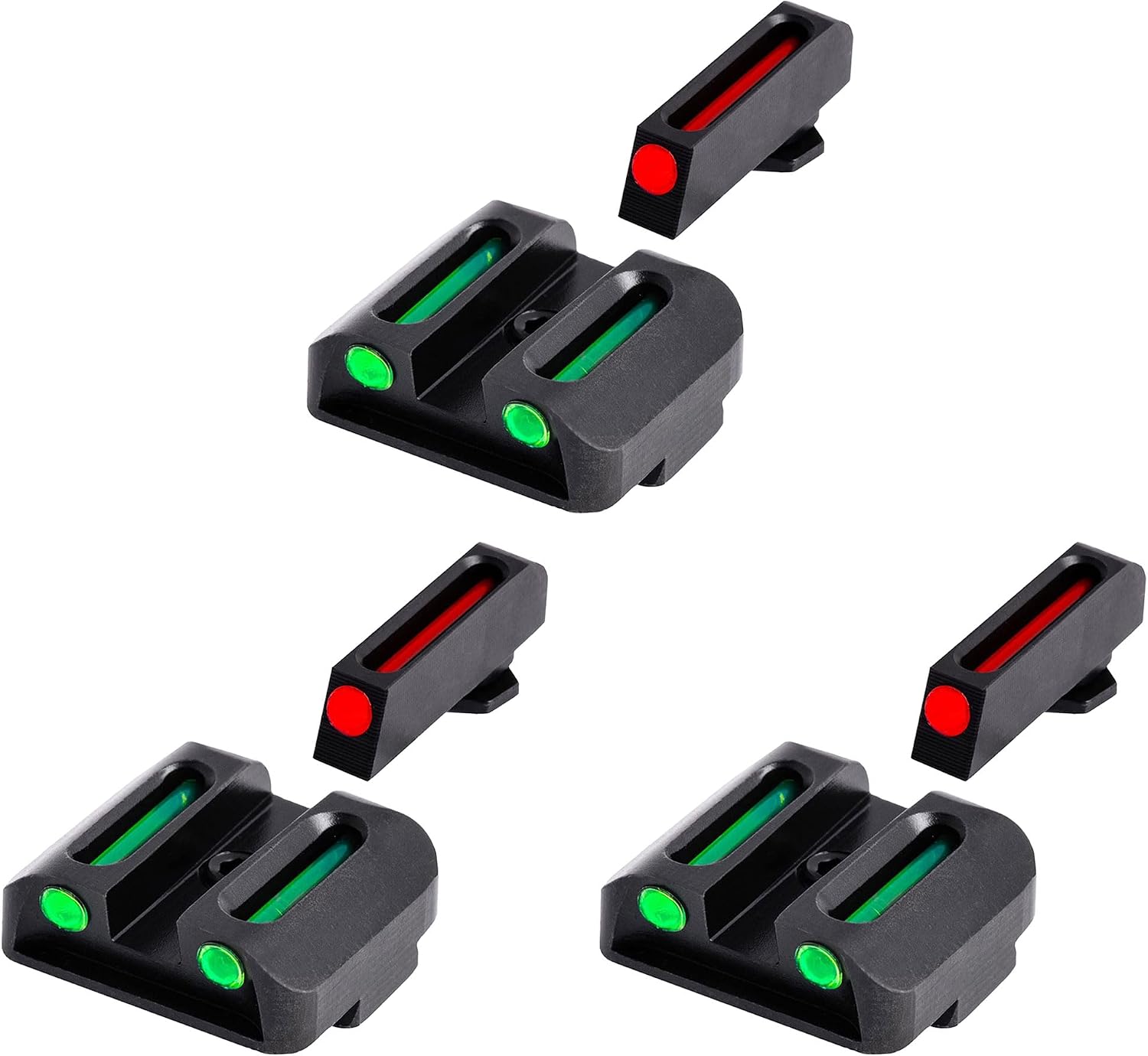 TruGlo Fiber Optic Handgun Glock Pistol Laser Sight Accessories with Aiming System, Front and Rear Sights for Glock 17 (3 Pack)