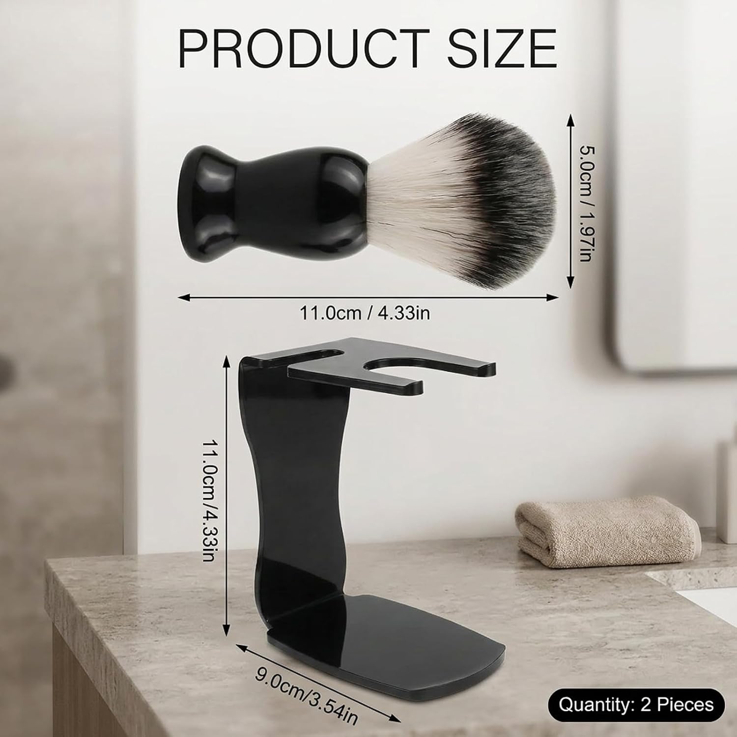 2Pcs Shaving Brush Stand Set, Razor and Brush Stand, Durable Bathroom Shaving Accessory Holder