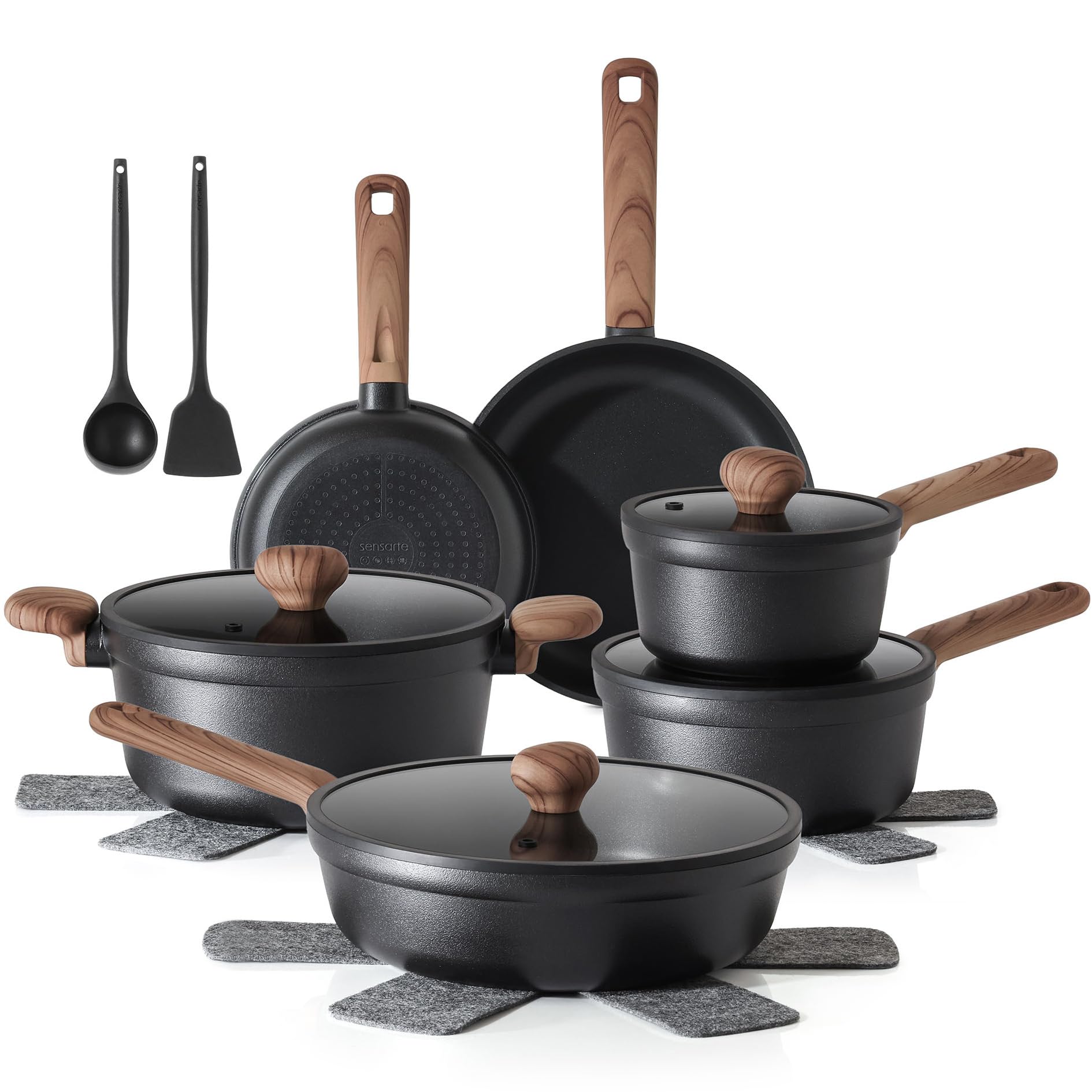 SENSARTE Ceramic Nonstick Cookware Set - 17 Piece -12 SENSARTE Ceramic Nonstick Cookware Set - 17 Piece -12