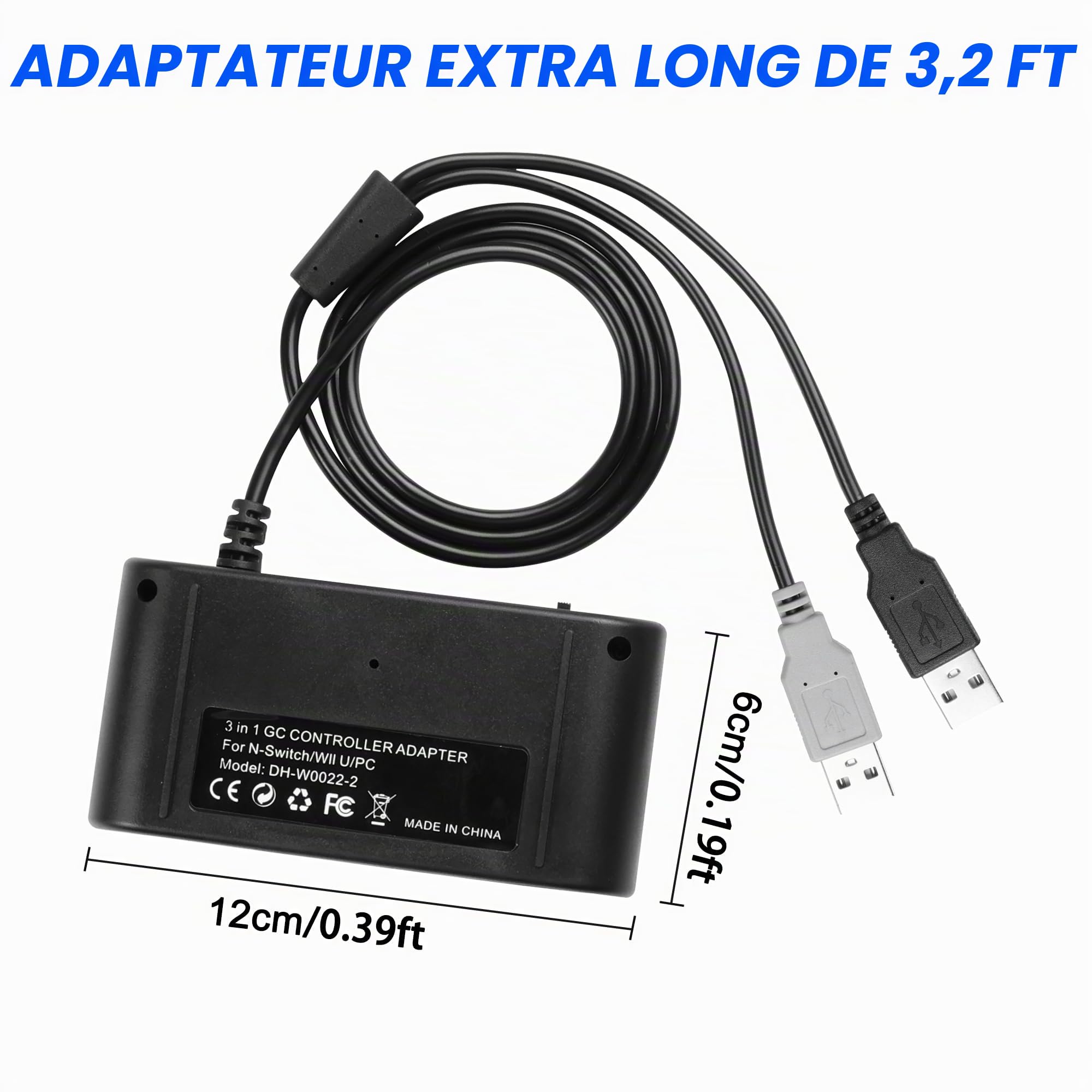 MEIRIYFA Controller Adapter for GC, Compatible with Switch Super Smash Bros NGC Adapter for WII U/PC USB & Switch with 4 Port/Turbo and Vibration Features