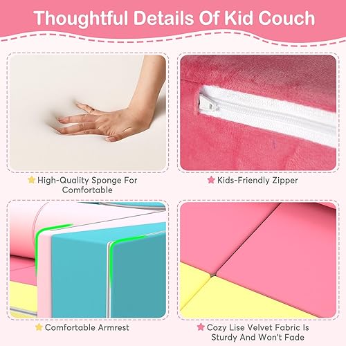 Miniatura 36 de BIERUM Sofá para niños, 6 piezas, sofá infantil para dormitorio, sala de juegos, sofá multifuncional para desarrollar la inteligencia, la 6 piezas
