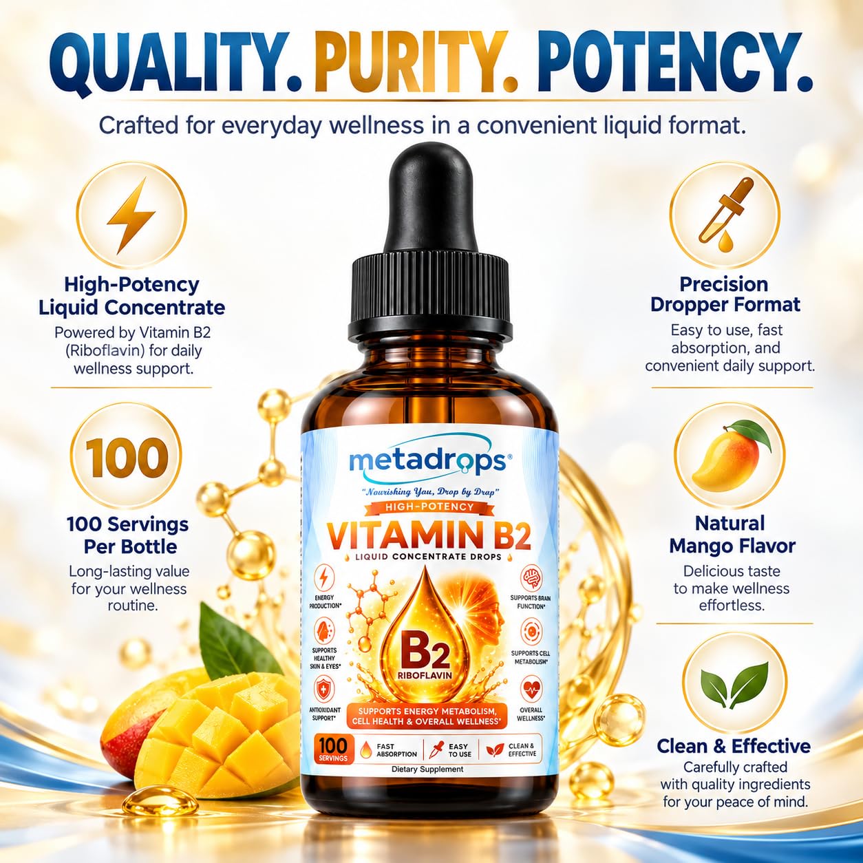 Bio-Active Vitamin B2 Liquid Drops 50ml | Riboflavin 5'-Phosphate Sodium | Maximum Absorption Coenzyme Form for Cellular Energy (ATP), Migraine Support, Vision Care & Metabolism | Vegan & Pure — Amazon image 3
