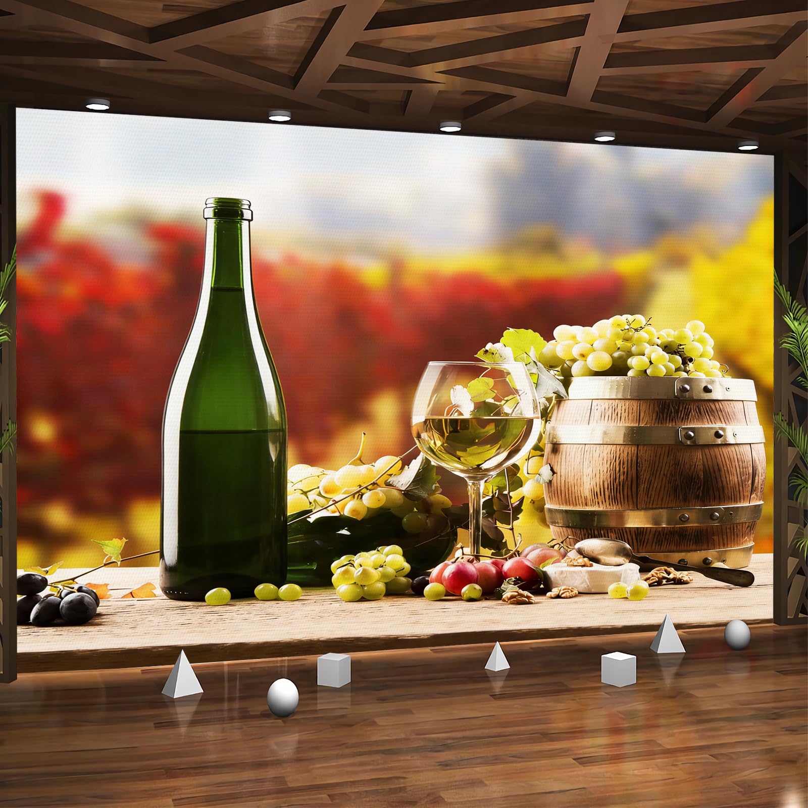 Carta da parati effetto 3D Vino 366x 254 cm Murale Non Tessuto Stile Pastorale Fotomurale Stampa HD Moderna Poster Per Soggiorno E Camera Da Letto Design 1M3988