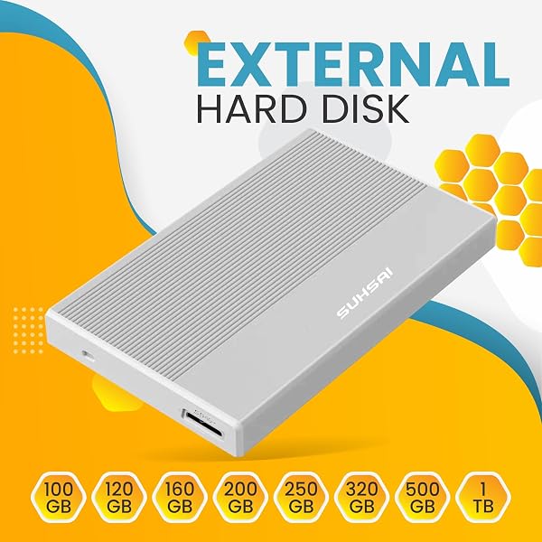 SUHSAI Disco Rigido Esterno da 500 GB HDD Backup Dati - Espansione di Memoria da 2,5" USB 3.0 Disco Rigido Portatile Compatibile con Mac, Desktop, PC, PS4, PS5 (Argento) - 2