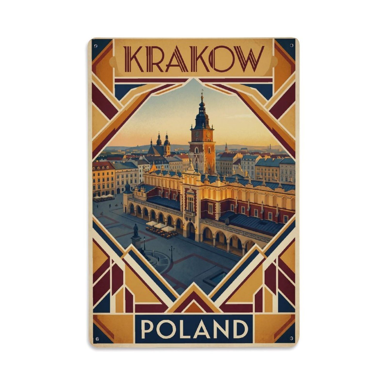 Travel Retro Poland Krakow Metal Tin Sign