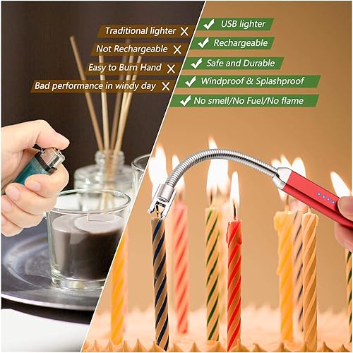 Miniatura 4 de MEIRUBY-Encendedor eléctrico de velas, regalos de cumpleaños y Navidad para mujeres, madres, hombres, esposas, hermanas, rellenos para calcetines