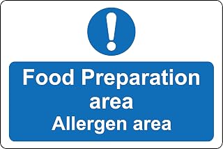 Food preparation area allergen area Safety sign - Self adhesive sticker (150mm x 100mm)