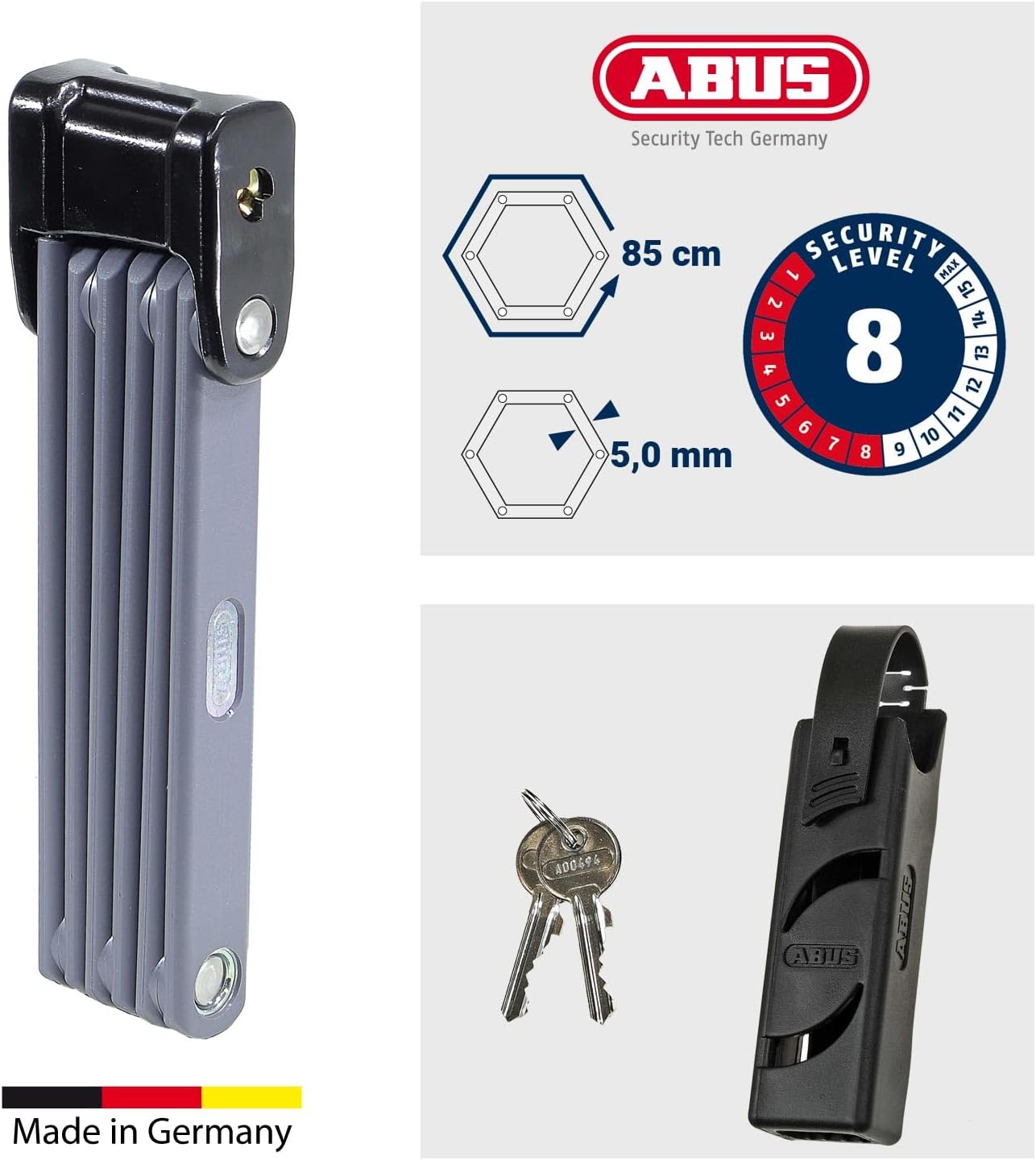 ABUS Unisex Bicycle Lock 6300/90 Bordo Blue Exclusive Black/Blue 90 cm