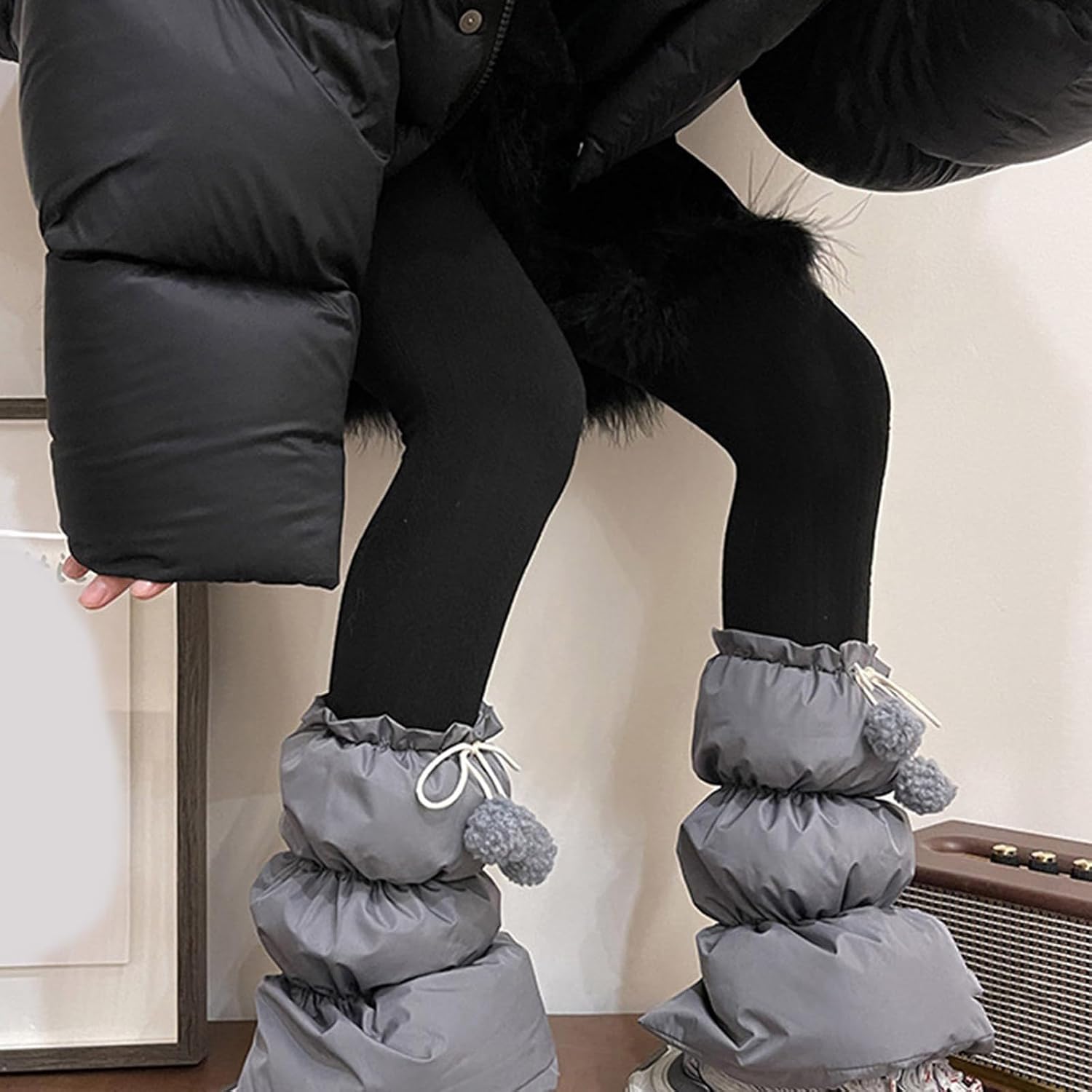 Ankle Socks, Leg Warmers for Women Girls Bows Lace Up Lolitas Leg Warmers Winter Warm Long Socks