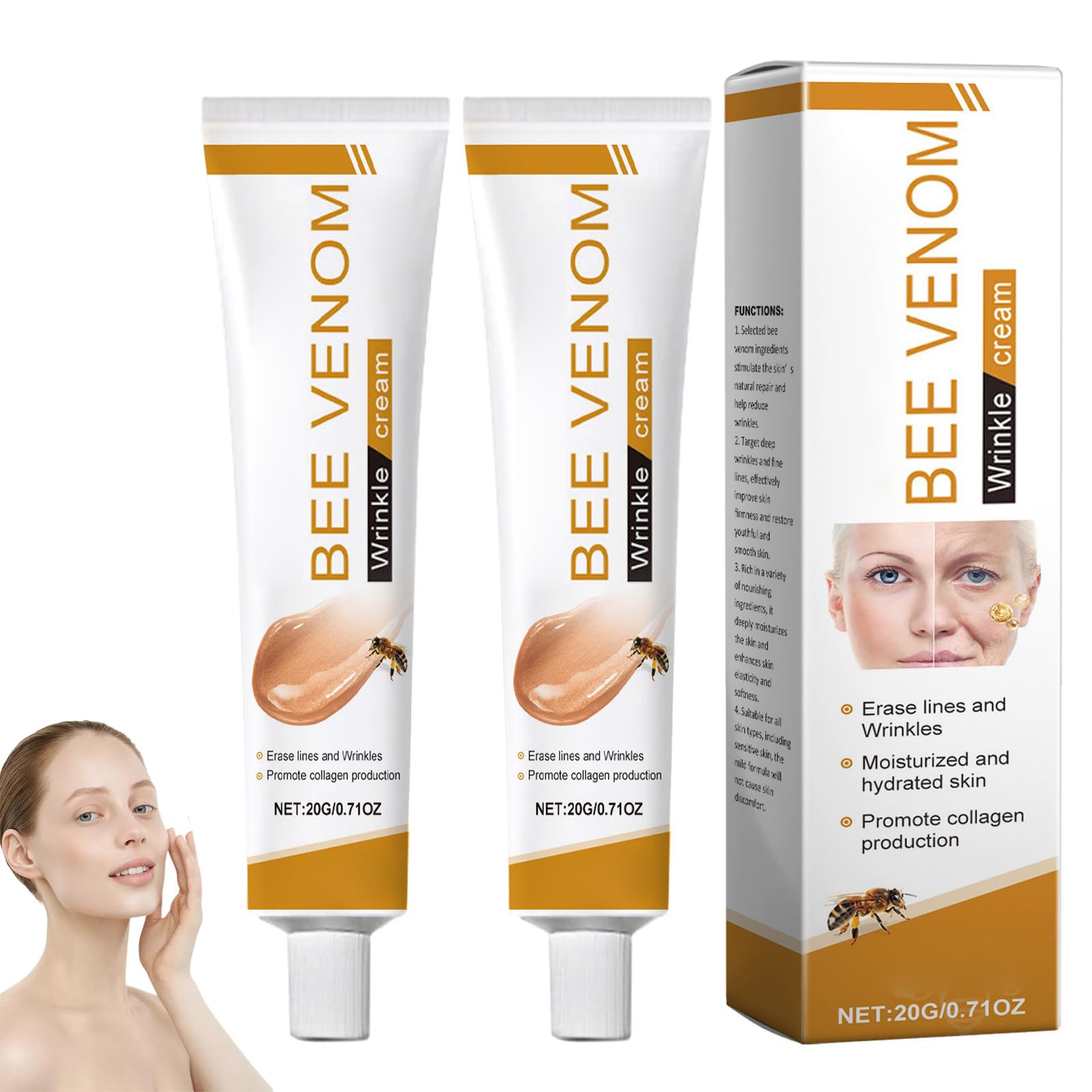 Bee Venom Wrinkle Removal cream, Anti Wrinkle Firming Multi