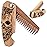 Enjoy The Wood Beard Comb for Men, Folding Pocket Beard Accessories for Men, Engraved Walnut Wooden Comb for Moustache, Beard & Hair For Him (Half Skull)