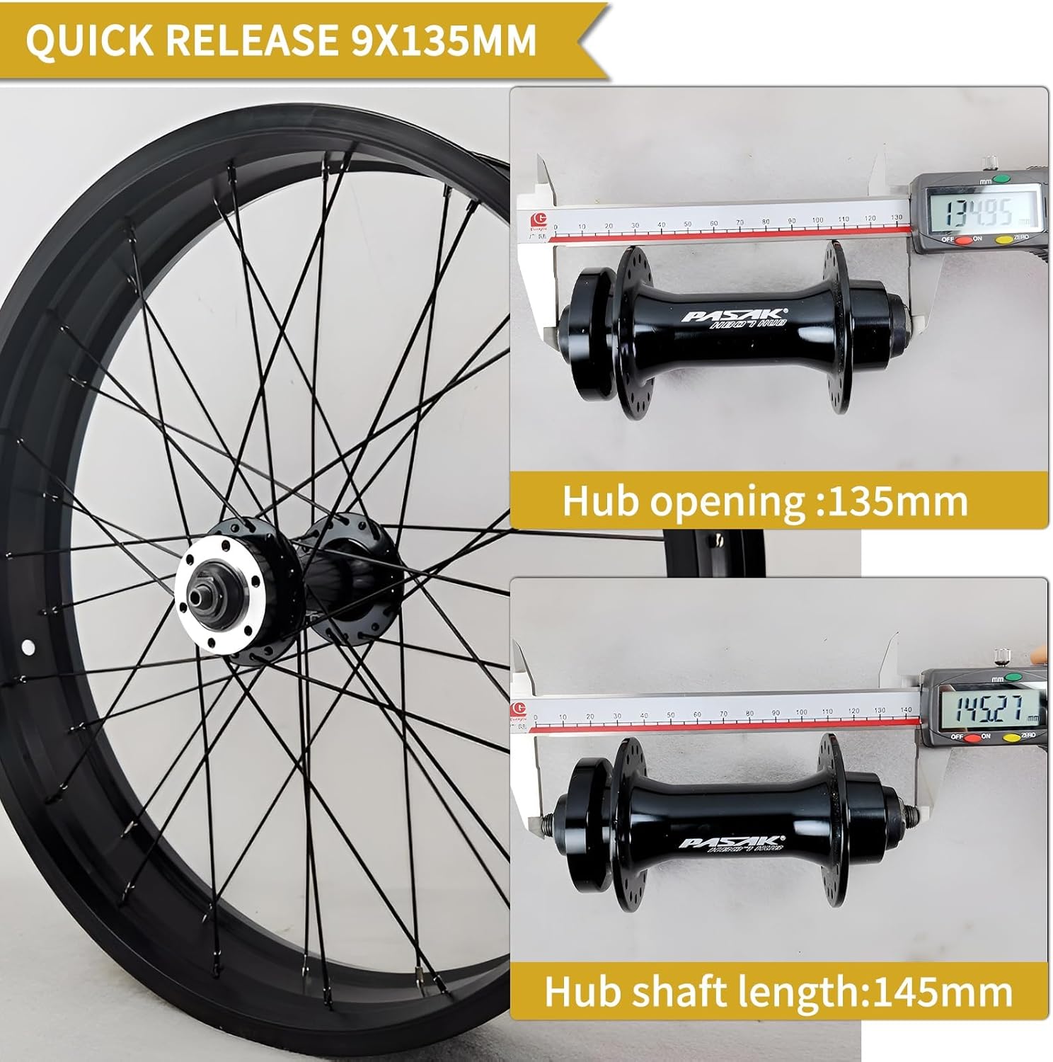ZCXBHD 20/26 X 4 in Fat Bicycles Front Wheel,E-Bike Aluminum Alloy Bike Front Wheel 36H Disc Brake Quick Release 9x135mm Hub Very Suitable for Snow, Beach