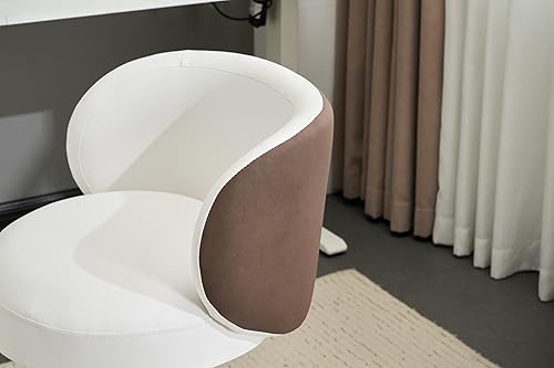 Miniatura 6 de VINGLI Bonita silla de escritorio giratoria pequeña, cómoda, sin ruedas, soporte lumbar ergonómico con respaldo bajo, para tocador, tecnología de