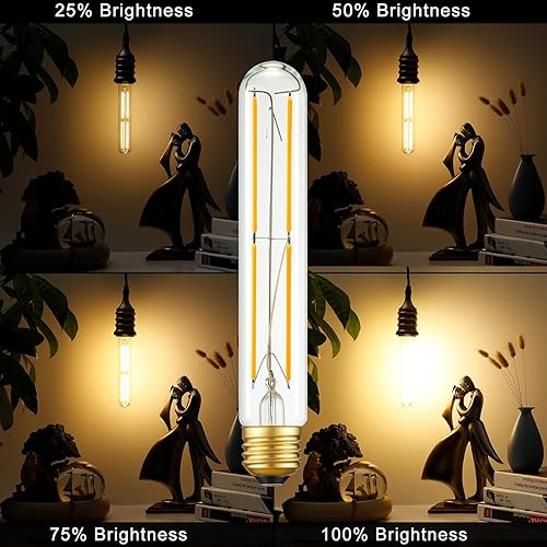 Miniatura 8 de Arberlic Bombilla LED T10 de 7.3 pulgadas, bombilla tubular equivalente a 6 W, bombilla LED E26 de 60 vatios regulable, blanco cálido 2700 K, 600
