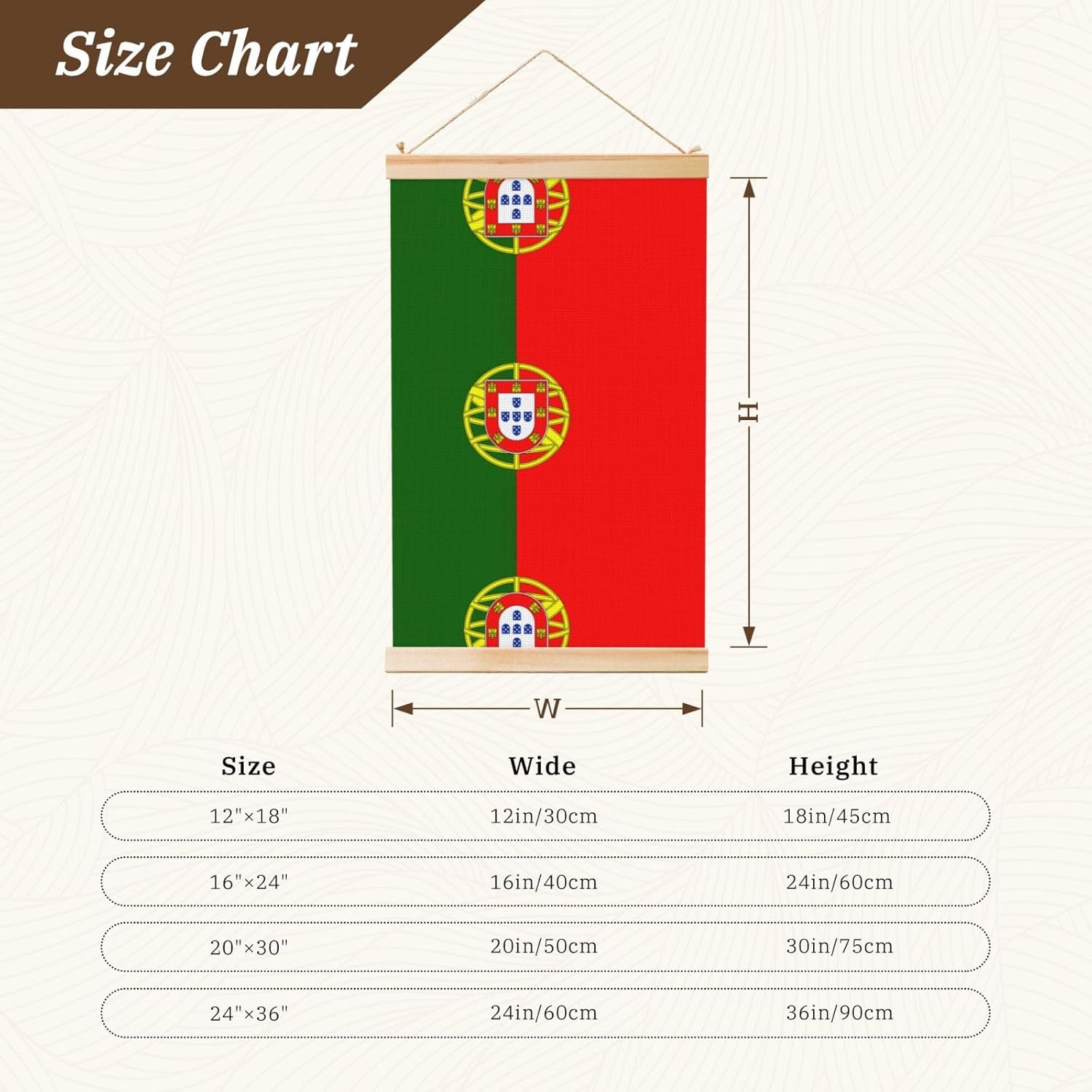 Portuguese Flag Print Poster Hanger,Hanging Poster, Poster Frame,Wood Poster Hanger, For Wall Hanging