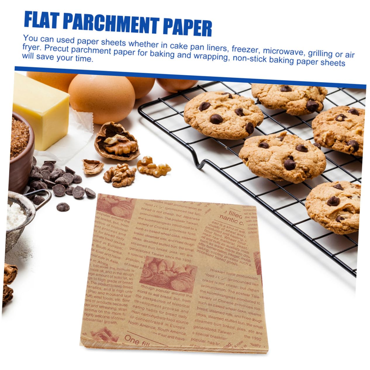 Uonlytech Papier Sulfurisé Cuisson Papier Parchemin Antiadhésif et Découpable 25x25cm 200 Feuilles pour Emballage de Gâteaux et Pain