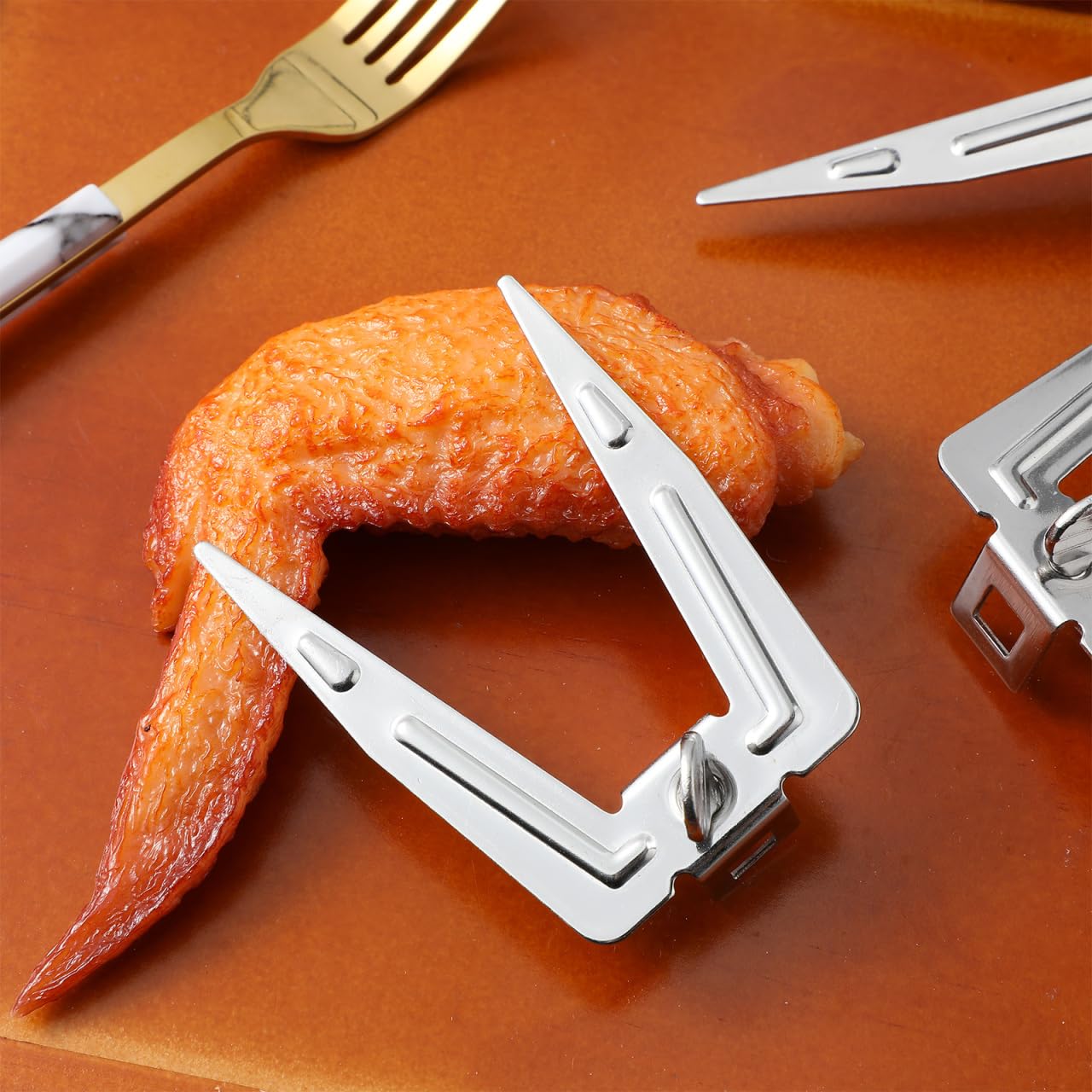 Set Da 6 Forchette Girevoli in Acciaio Inossidabile Per Spiedo Pollo Girarrosto Forno E Friggitrice Ad Aria Con Viti Per Facile Installazione