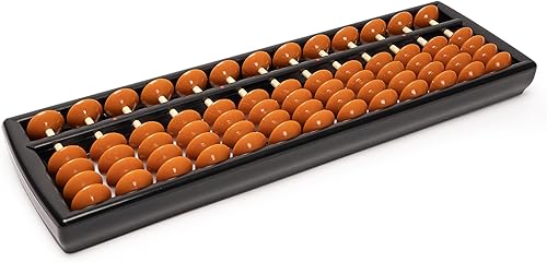 Miniatura 10 de ábaco de madera de estilo retro, calculadora de Soroban con botón de reajuste, 13.75 pulgadas, 17 columnas.