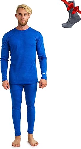 Merino.tech Conjunto de capa base de lana merino para hombre, peso medio, pesado, ropa interior térmica de lana merino para hombre, parte superior,