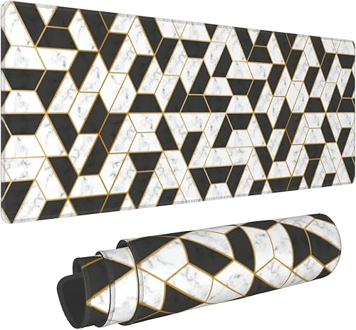 Alfombrilla de mouse extendida con cubos de mármol alfombrilla de mouse grande para mouse con base antideslizante y borde cosido para trabajo juegos