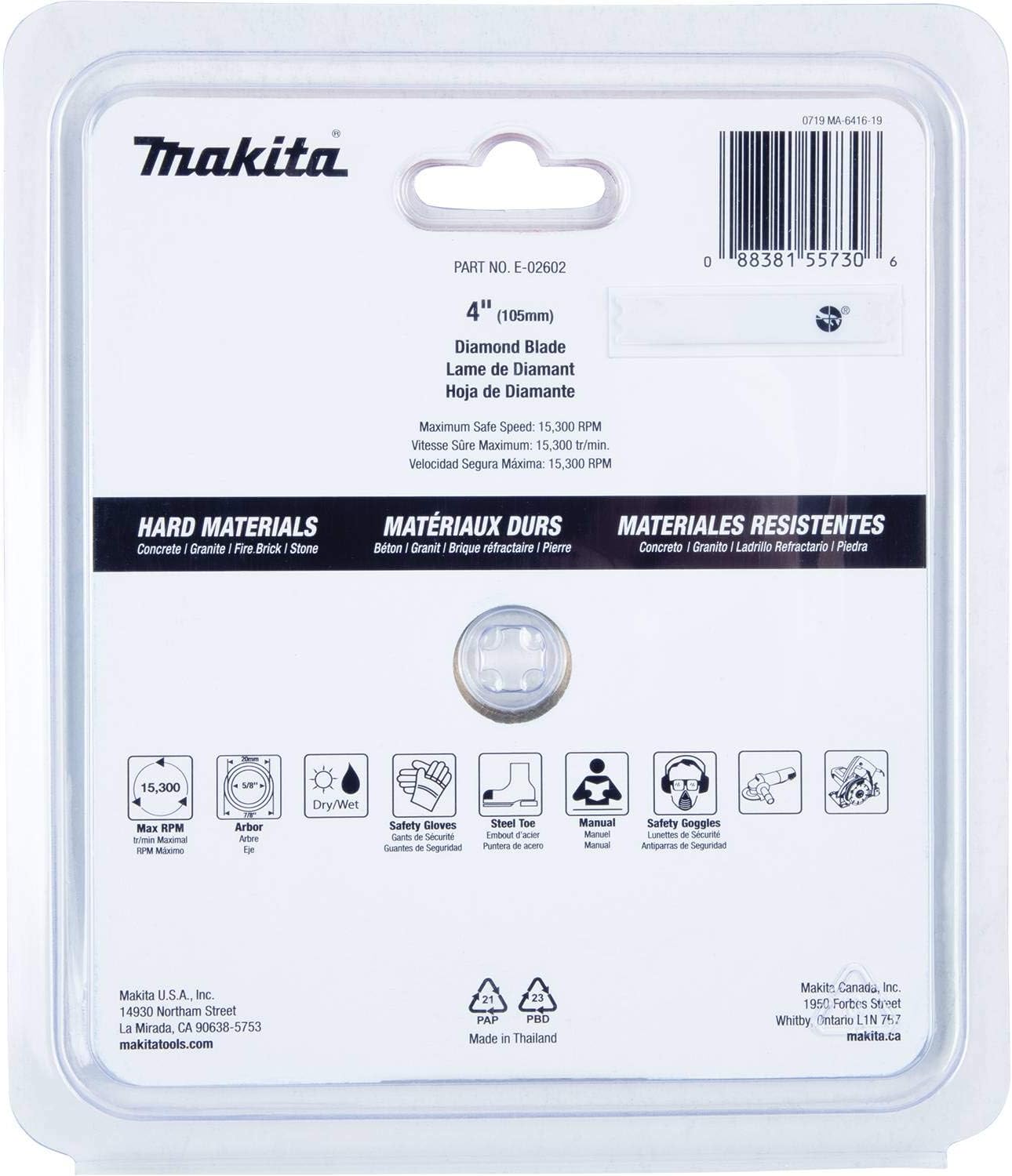 Makita E-02602 4" Diamond Blade, Turbo, Hard Material