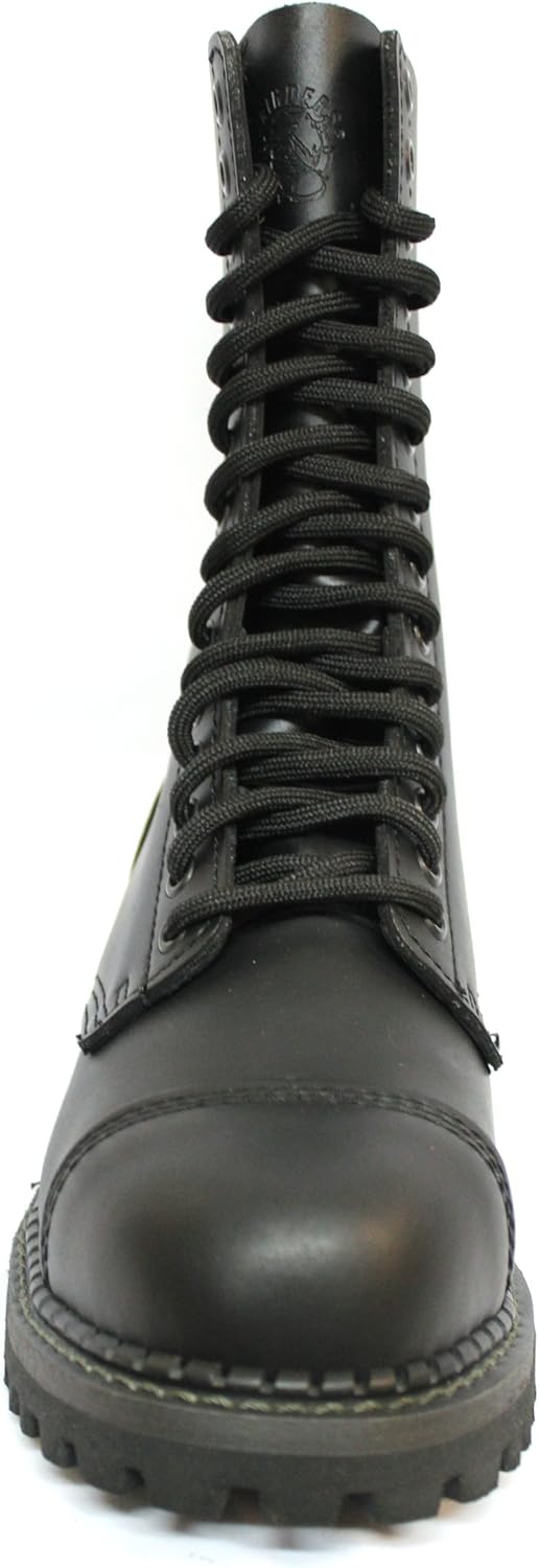 Grinders Herald Unisex Black Leather Ranger Military Steel Toe Cap Boots with 14 Eyelet Lace Up Fastening