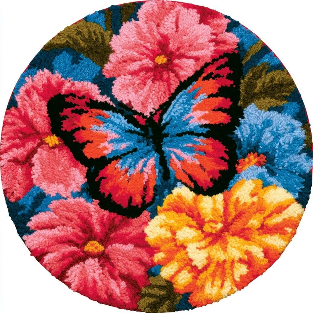 AMBATTERY Latch Hook Rug Kit Latch Hook Kits for Adults,Butterflies Flowers