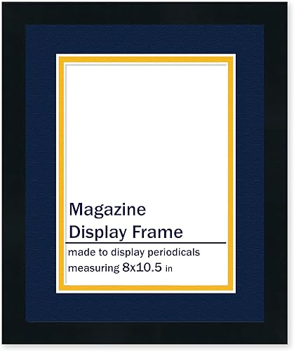 Miniatura 7 de Marco de 11 x 22 pulgadas para dos periódicos (negro)  Tapete doble de fotos azul medianoche azul marino sobre amarillo  Marco de fotos resistente a