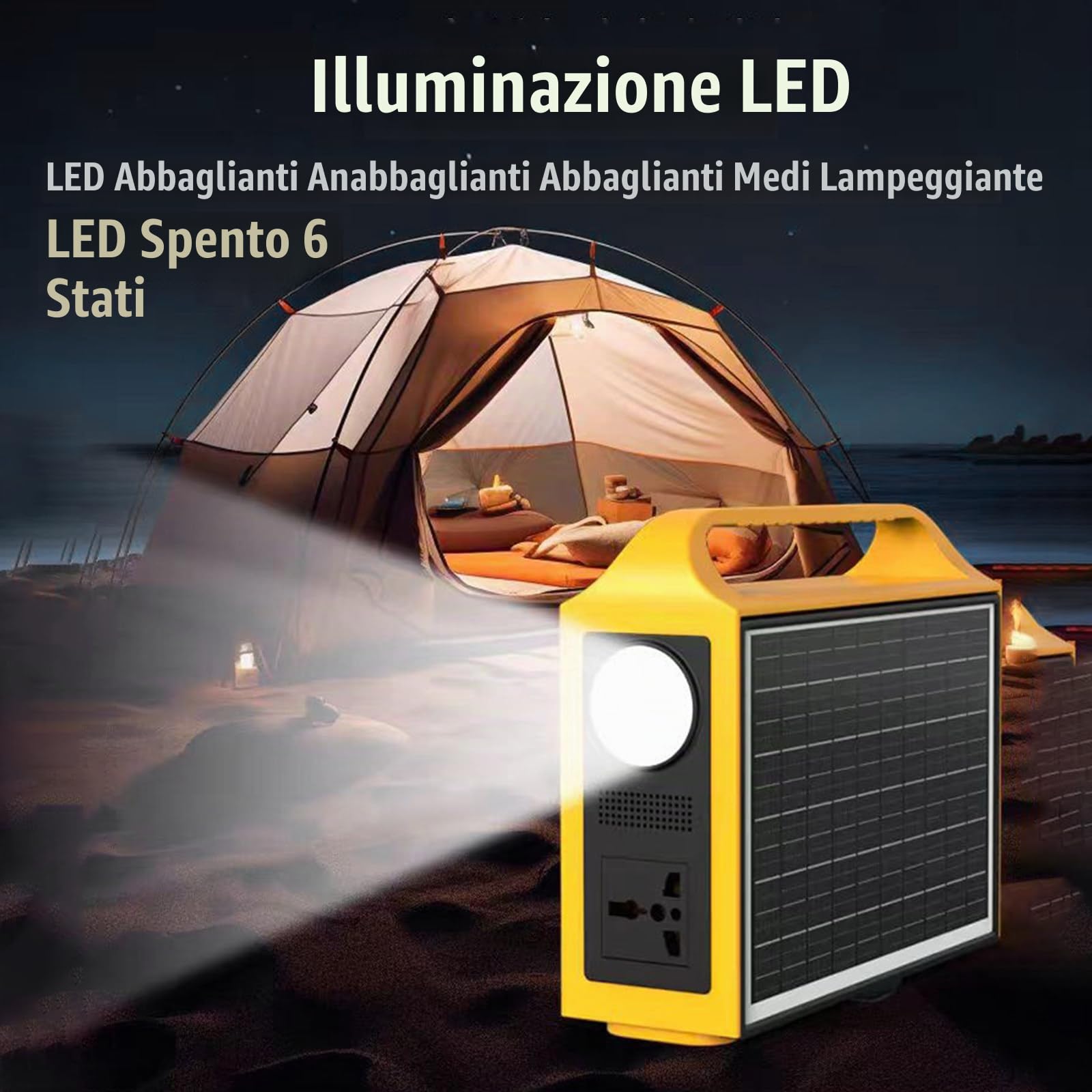 Centrale Elettrica Portatile Ricarica Solare, Batteria di Backup 100w 76.8wh, Generatore Solare a 5 Uscite, Uscita USB-C Ca/CC per Emergenze Domestiche/Campeggio/Camper/Esterni/Pesca