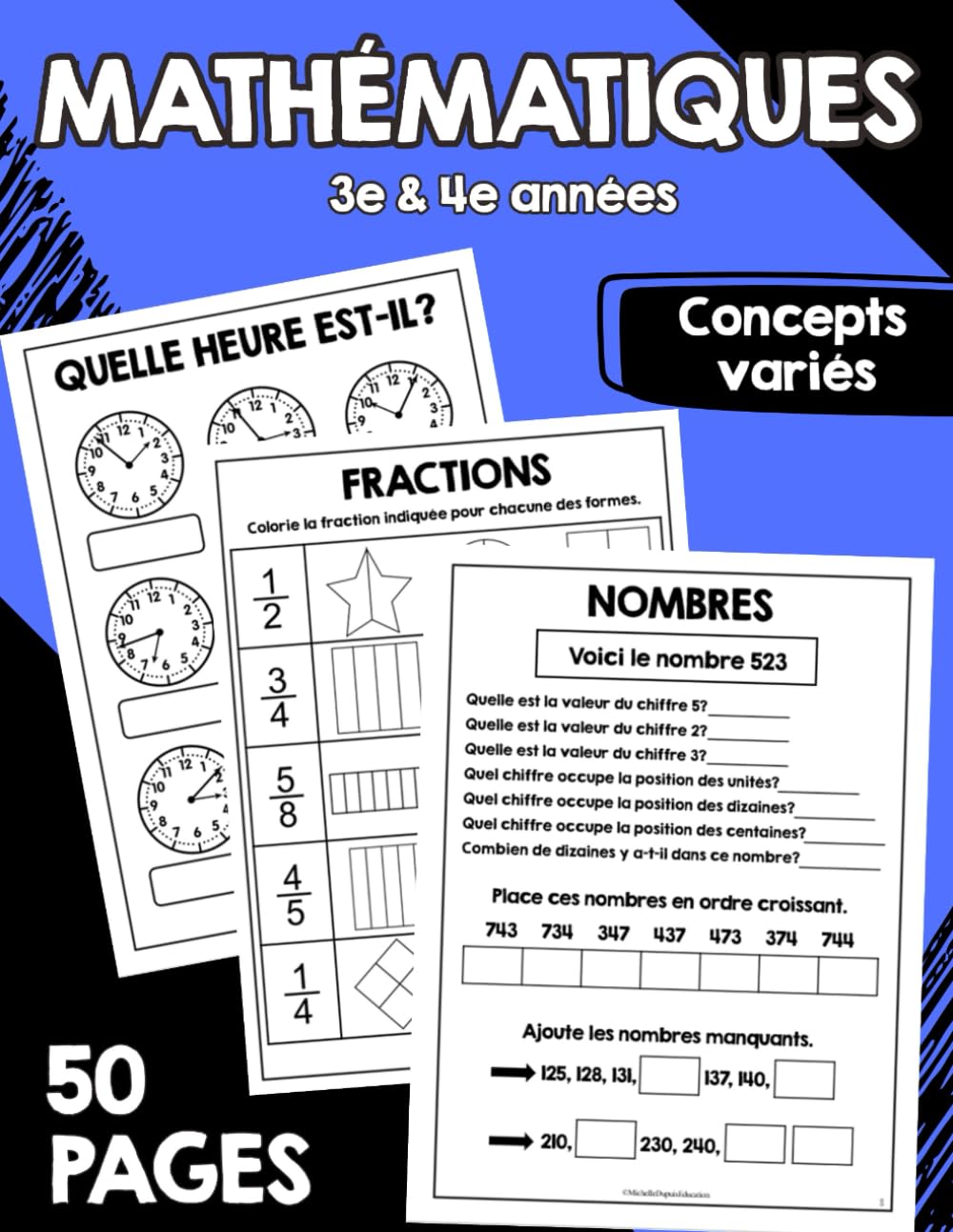 Mathématiques Concepts variés: 50 pages de pratique pour les élèves de 3e et 4e