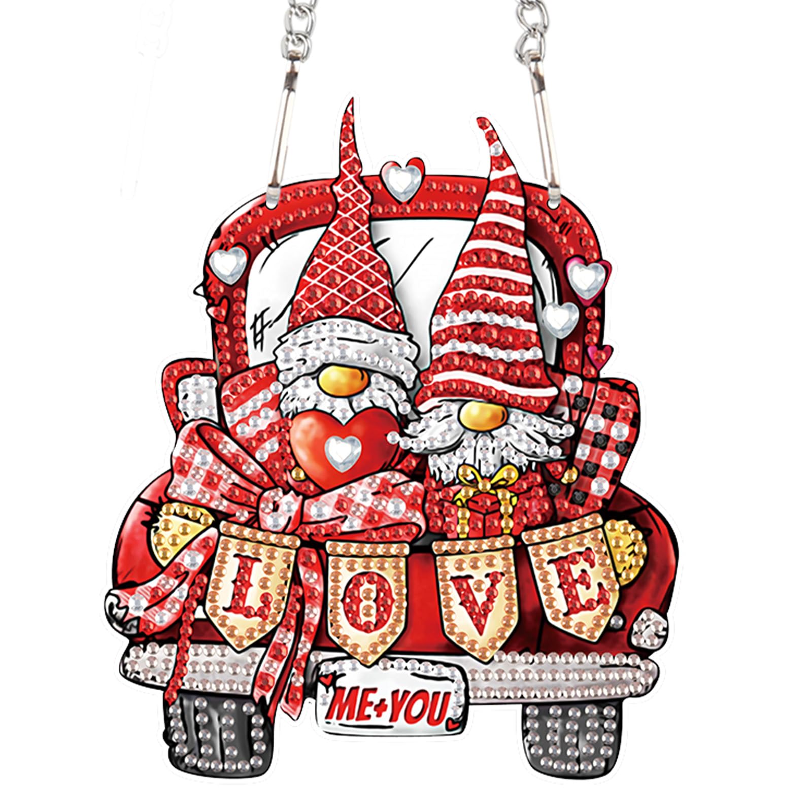AiYuanzsh DIY Diamond Art Hanging Pendant, Love Gnome 5D Special Shape Crystal Diamond Painting Window Suncatcher Car Ornament, Valentine's Day Home Wall Decoration Gift