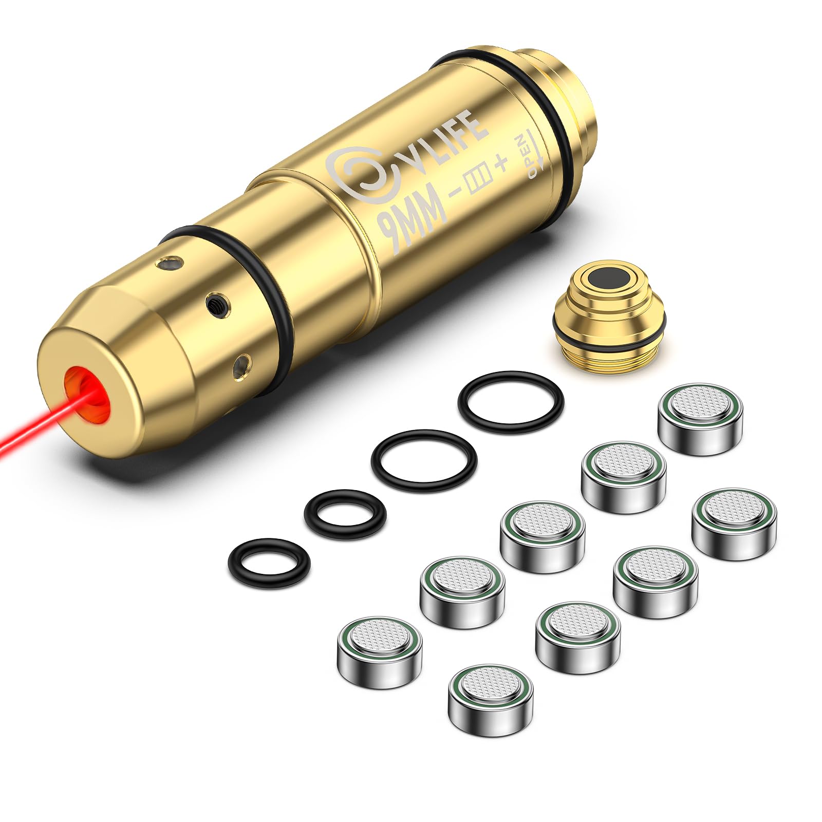 CVLIFE 9mm .45 .40 .380 Laser Training Cartridge with 9 Batteries for Dry Fire Training