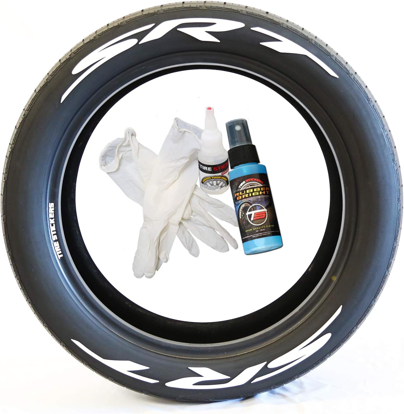 Tire StickersSRT Logo - Dodge SRT Tire Lettering Add-On Accessory - Easy DIY with 2oz Touch-Up Cleaner / 17-18 Inch Wheels / 1.25 Inches/White / 4 Pack