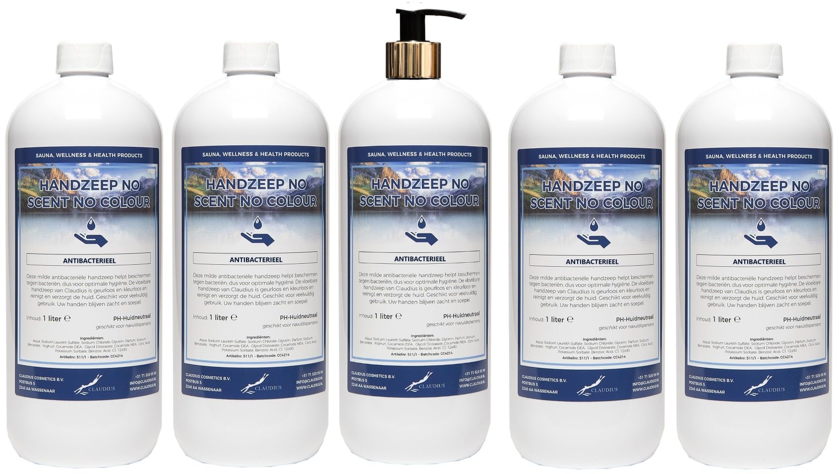 Handseife No Scent No Colour 5 x 1 Liter mit Goldpumpe