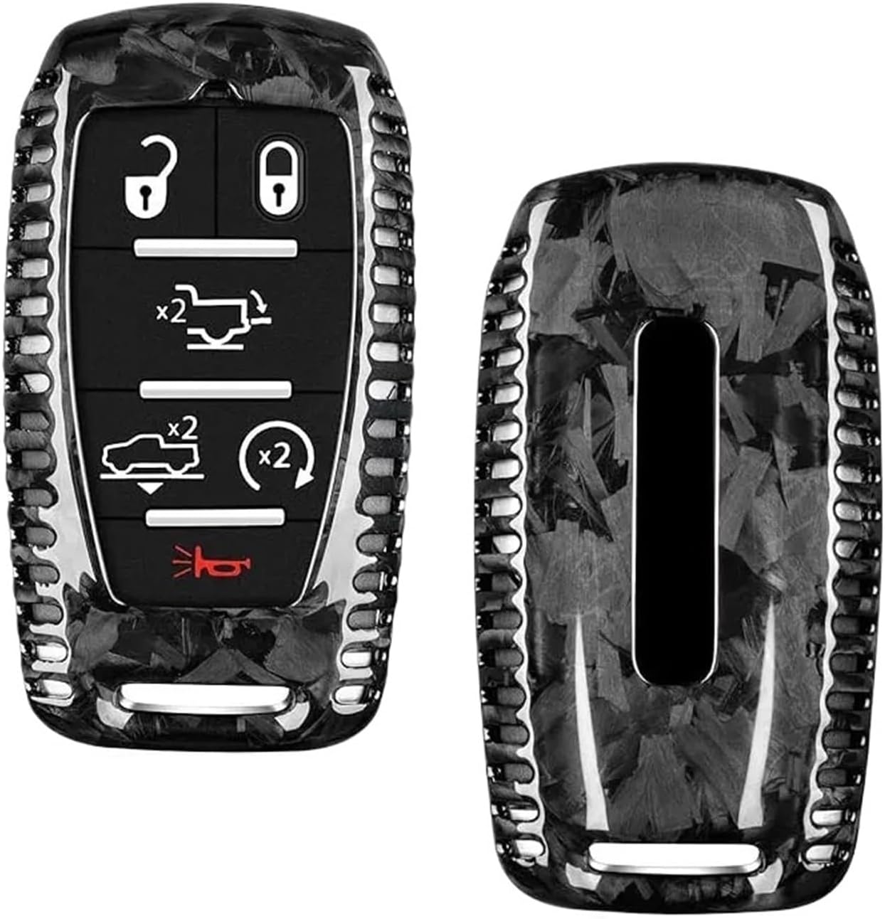 Carbon Fiber Key Fob Cover With Keychain Compatible With Ram 1500 Limited 2500 Power Wagon 3500 Promaster Smart Accessories Key Shell