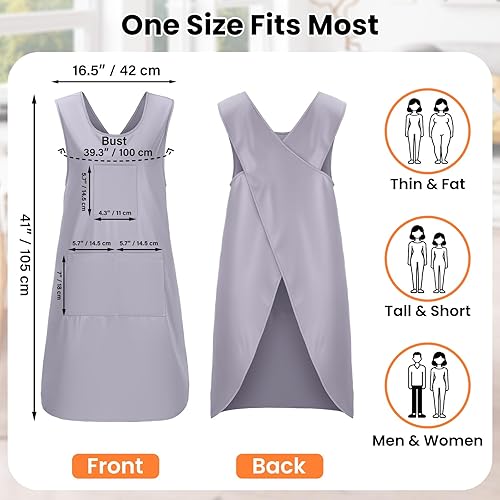 Miniatura 3 de Delantales de cocina japoneses con espalda cruzada, vestido Pinafore con 3 bolsillos grandes, práctico babero para cocinero, cocina, hogar, disfraz