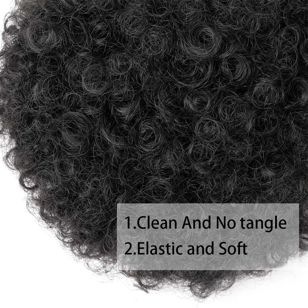 Postizo Coletero Extensión de moño con Cola Caballo cordón Afro, sintética, Corta y rizada Moño Postizo de Pelo(Silver)