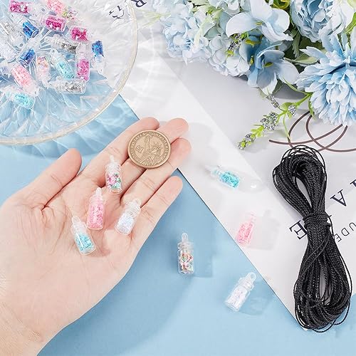 Miniatura 3 de NBEADS 28 piezas de 7 colores deseando mini botella de cristal colgante collar, botellas recargables botellas de deseos botella de vidrio con