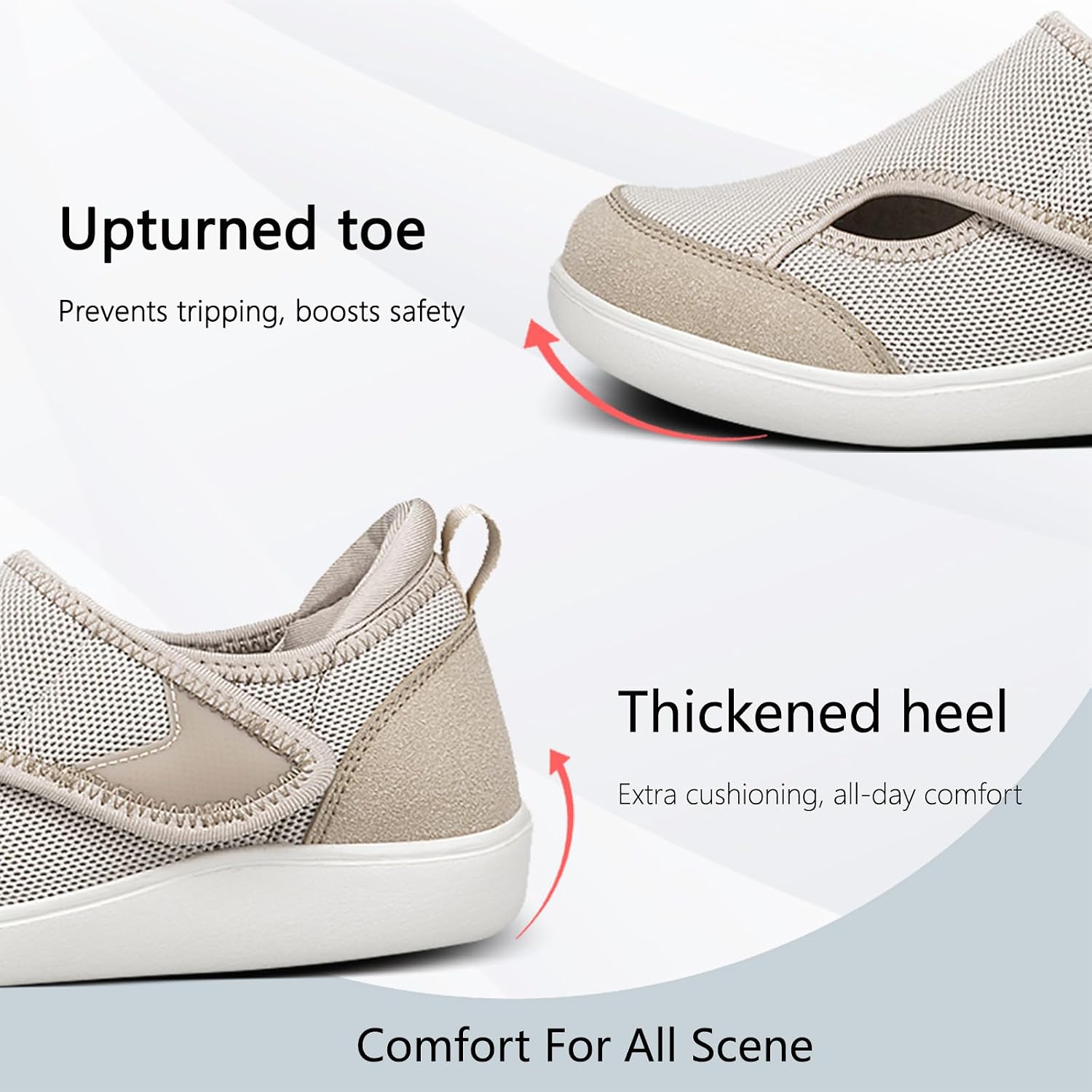 Diabetic Shoes for Women Wide Toe Box Adjustable Walking Shoes
