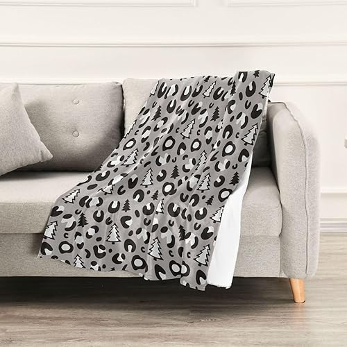 Miniatura 5 de Christmas Leopard Print Tree Pattern Camouflage Plush Blanket, Flannel Comfy Throws for Car, Chair, Picnic, Spring Blanket, 60"x90"