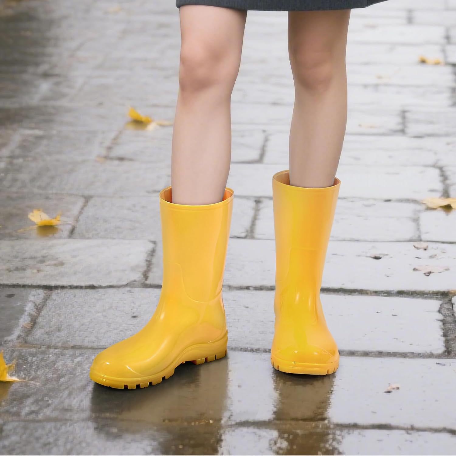 Asgard Women's Mid Calf Rain Boots Printed Waterproof Rubber Boots Short Garden Shose - Image 2