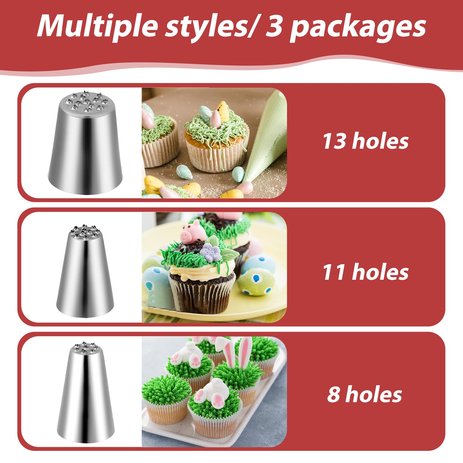 Set 3 Beccucci Per Decorazione Torte - Numeri 233, 234 E 23M, In Acciaio Inox, Per Erba E Decorazioni - Foto 2