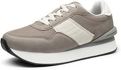 DREAM PAIRS SDFN2436W - Tenis De Moda Para Mujer, Con Cordones, Cómodos, Estilo Y2K, Para Entrenamiento, Deporte, Trabajo, Casual, Talla 6.5, Blanco/morado, SDFN2436W