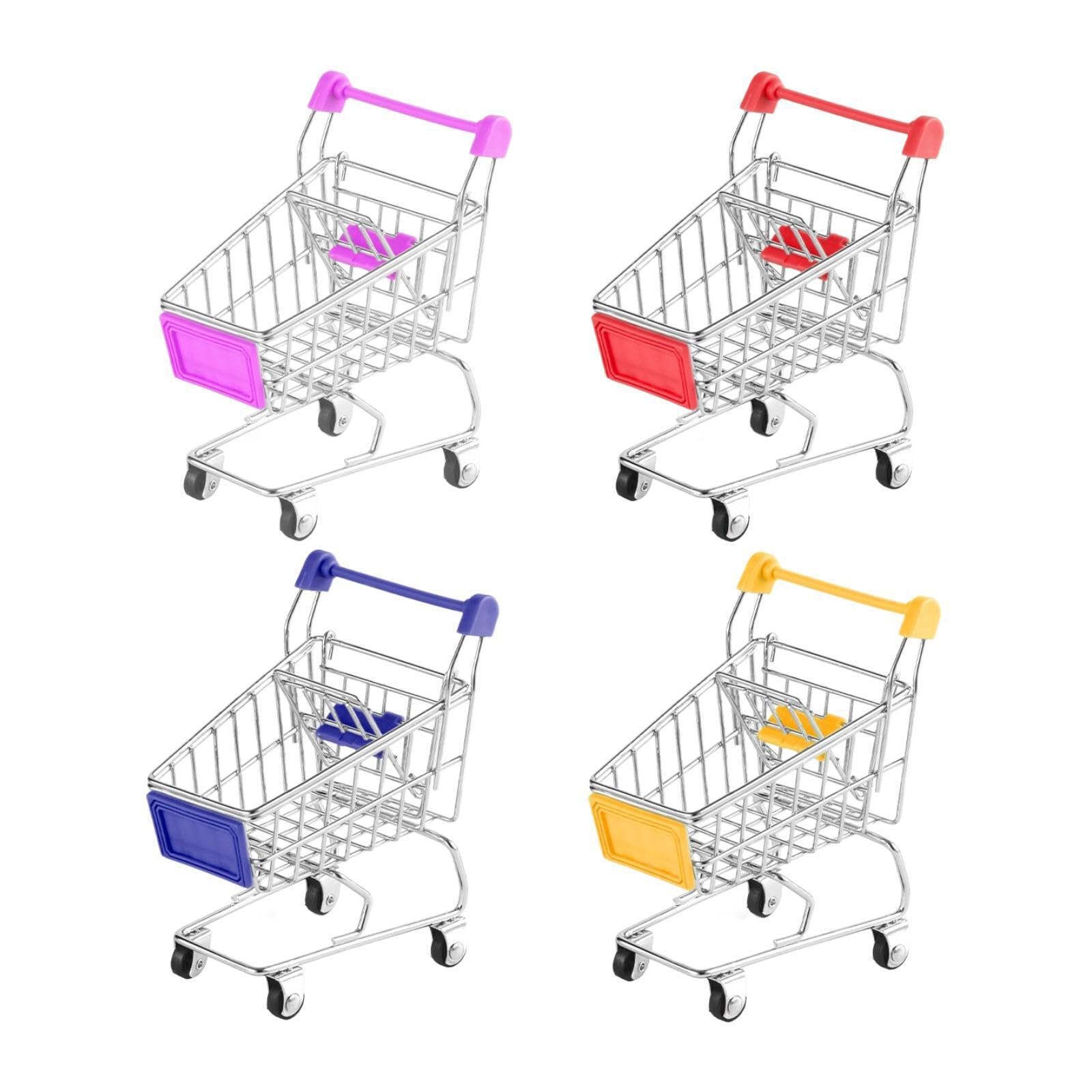 TWISAXC Trolley Mini Shopping Cart Mini Storage Basket Cute Toy Organizer for Creative Kids Storage Solutions And Role Play for Creative Desktop Organizer Cute Photography Prop